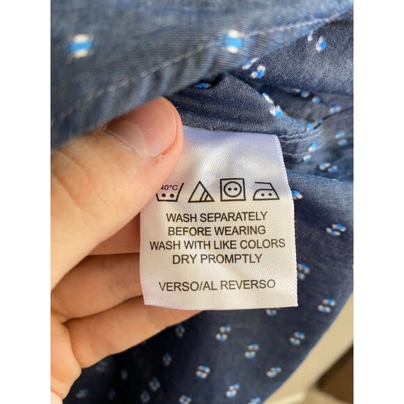 Ben Sherman Mens Tailored Skinny Fit Blue Polka Dot Long Sleeve Button-Up Shirt - Picture 6 of 7